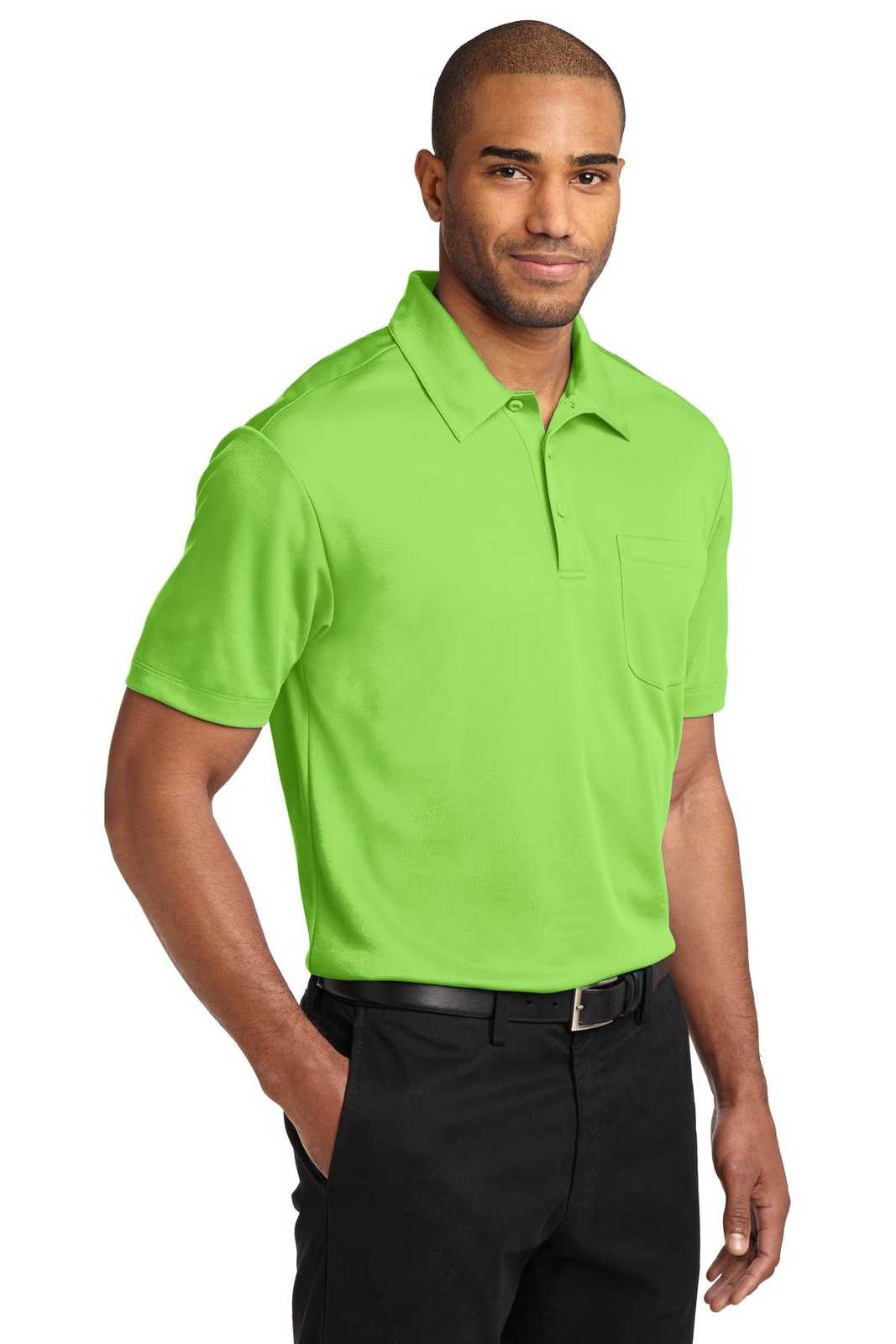 Port Authority K540P Silk Touch Performance Pocket Polo - Lime - HIT a Double - 4