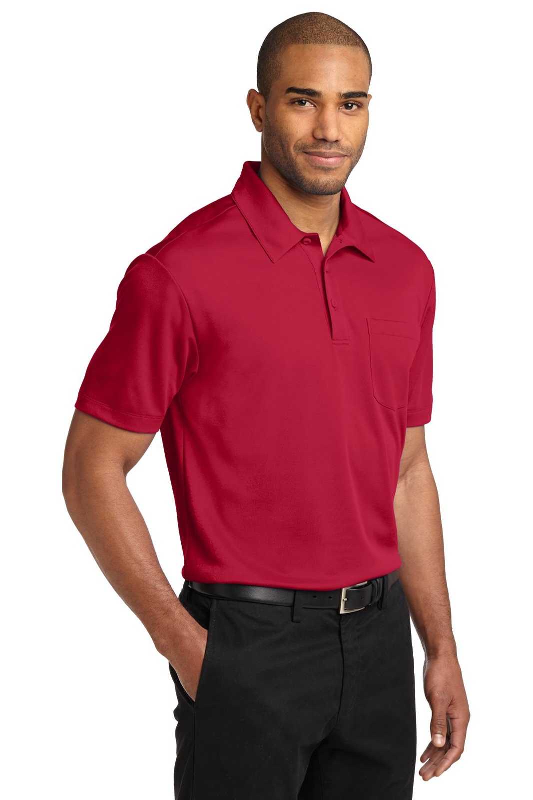 Port Authority K540P Silk Touch Performance Pocket Polo - Red - HIT a Double - 4