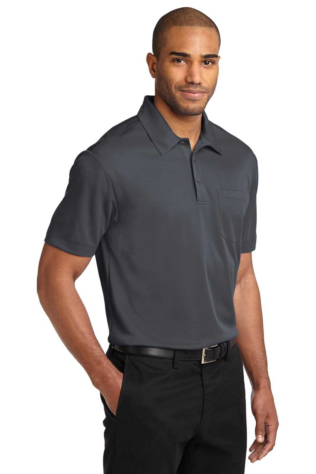 Port Authority K540P Silk Touch Performance Pocket Polo - Steel Gray - HIT a Double - 4