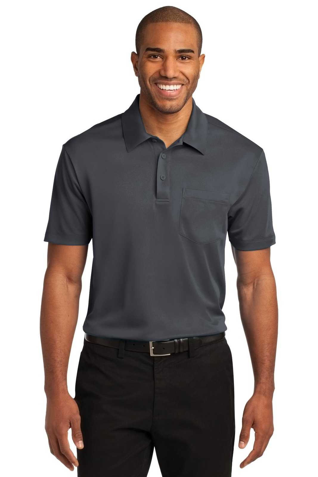 Port Authority K540P Silk Touch Performance Pocket Polo - Steel Gray - HIT a Double - 1
