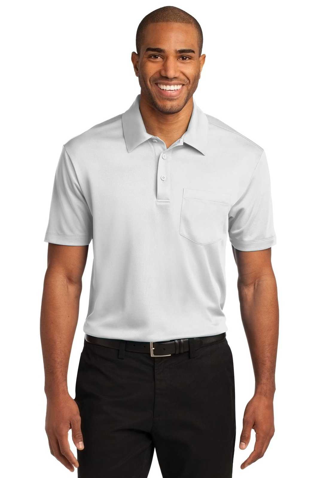 Port Authority K540P Silk Touch Performance Pocket Polo - White - HIT a Double - 1