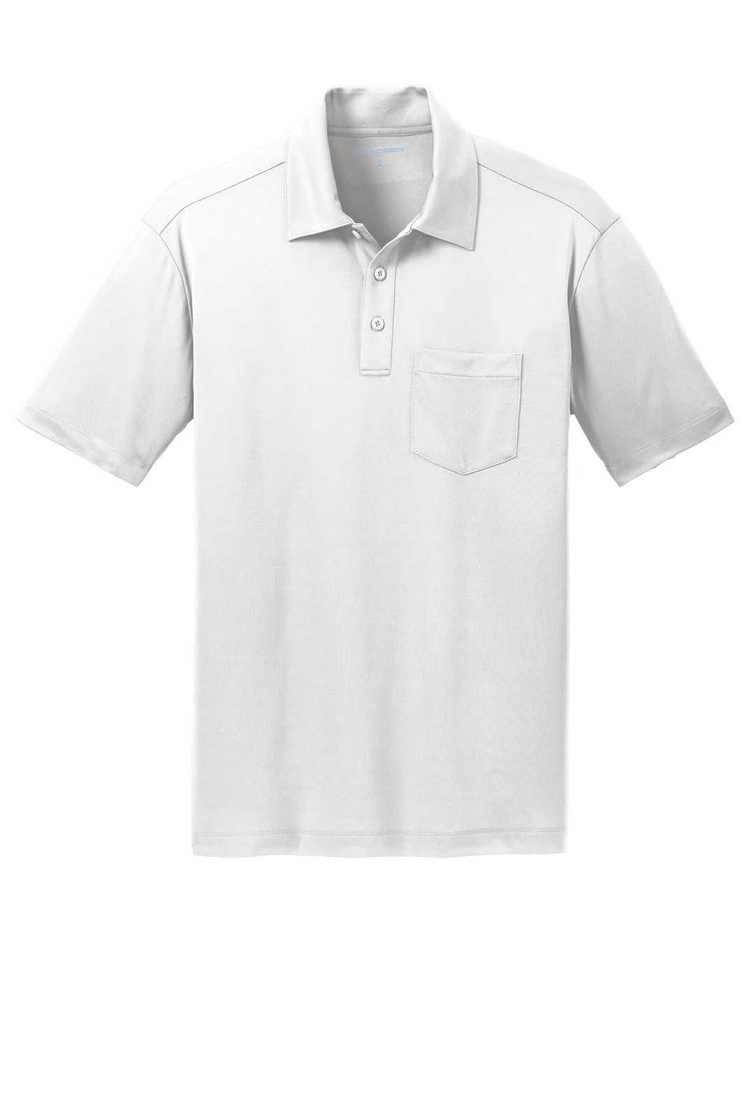 Port Authority K540P Silk Touch Performance Pocket Polo - White - HIT a Double - 5