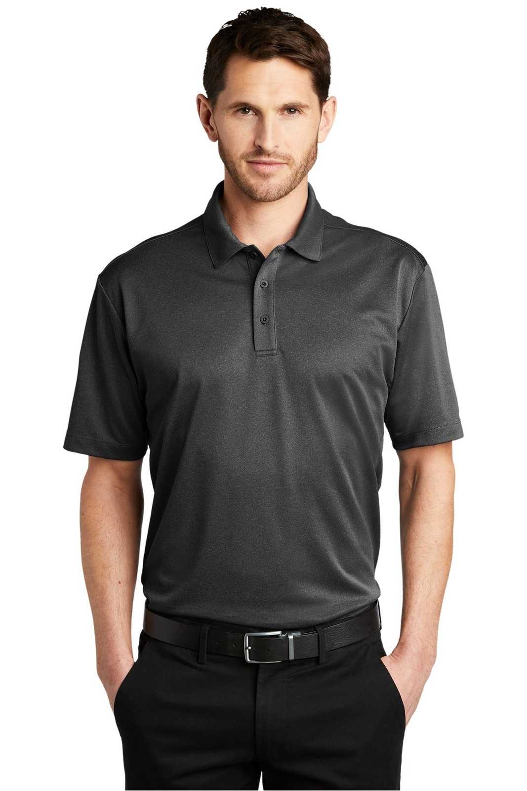 Port Authority K542 Heathered Silk Touch Performance Polo - Black Heather - HIT a Double - 1
