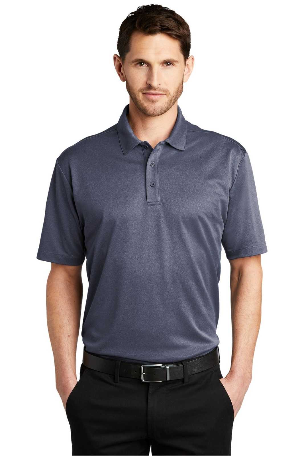 Port Authority K542 Heathered Silk Touch Performance Polo - Navy Heather - HIT a Double - 1