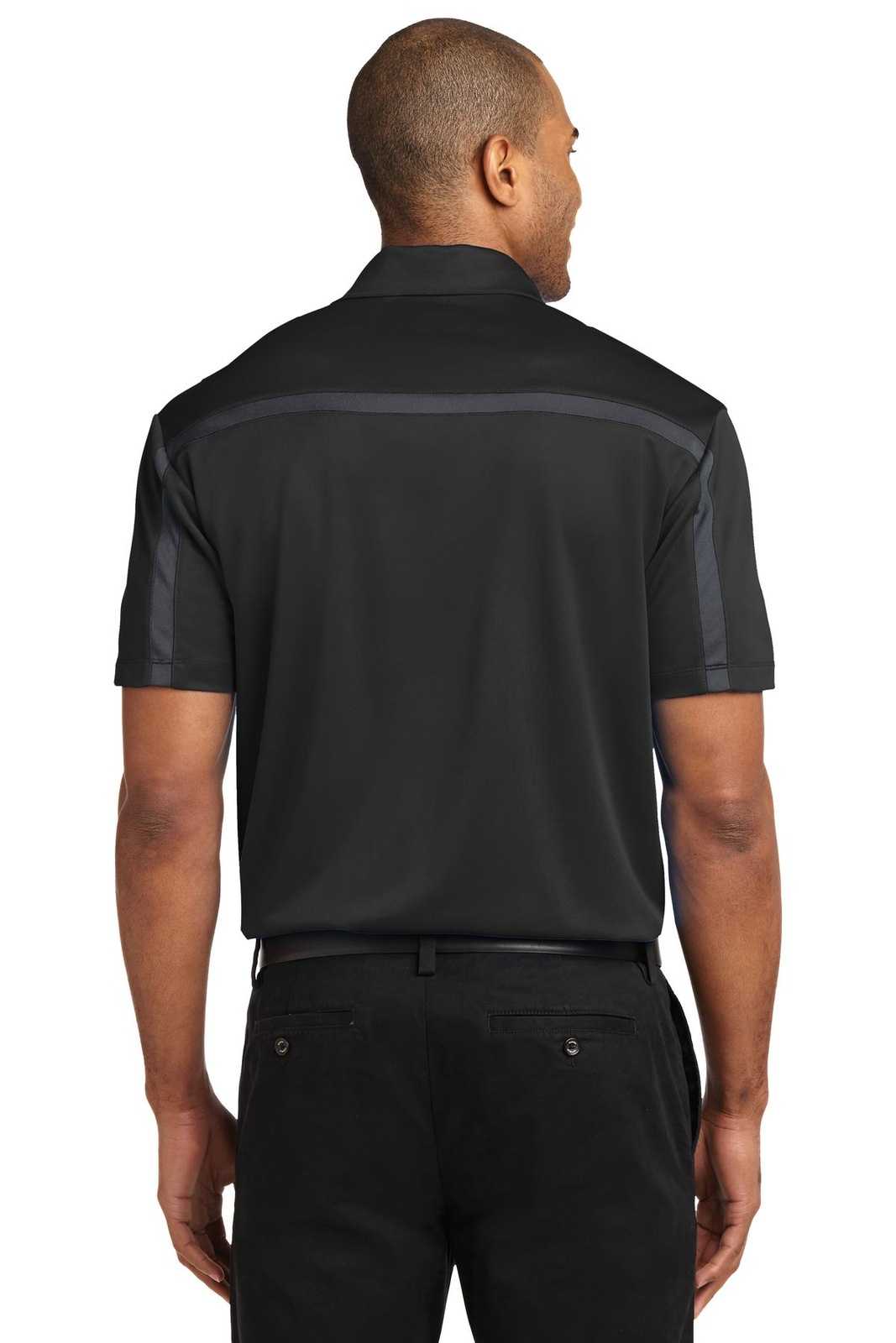 Port Authority K547 Silk Touch Performance Colorblock Stripe Polo - Black Steel Gray - HIT a Double - 2