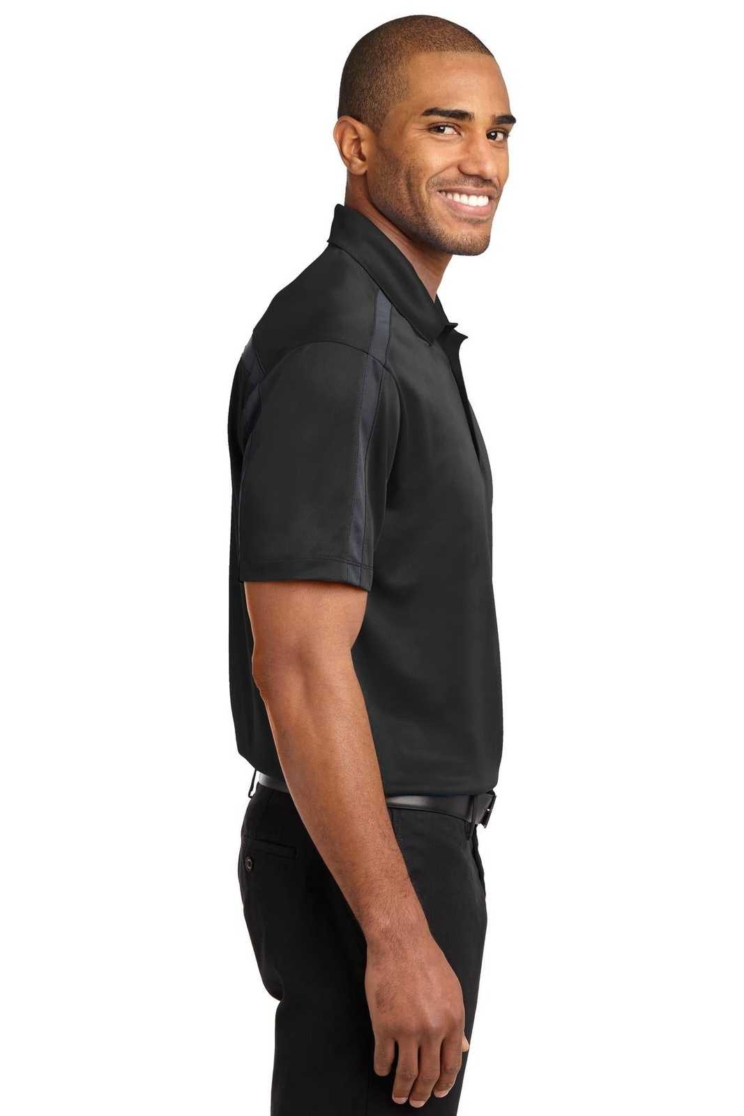 Port Authority K547 Silk Touch Performance Colorblock Stripe Polo - Black Steel Gray - HIT a Double - 3