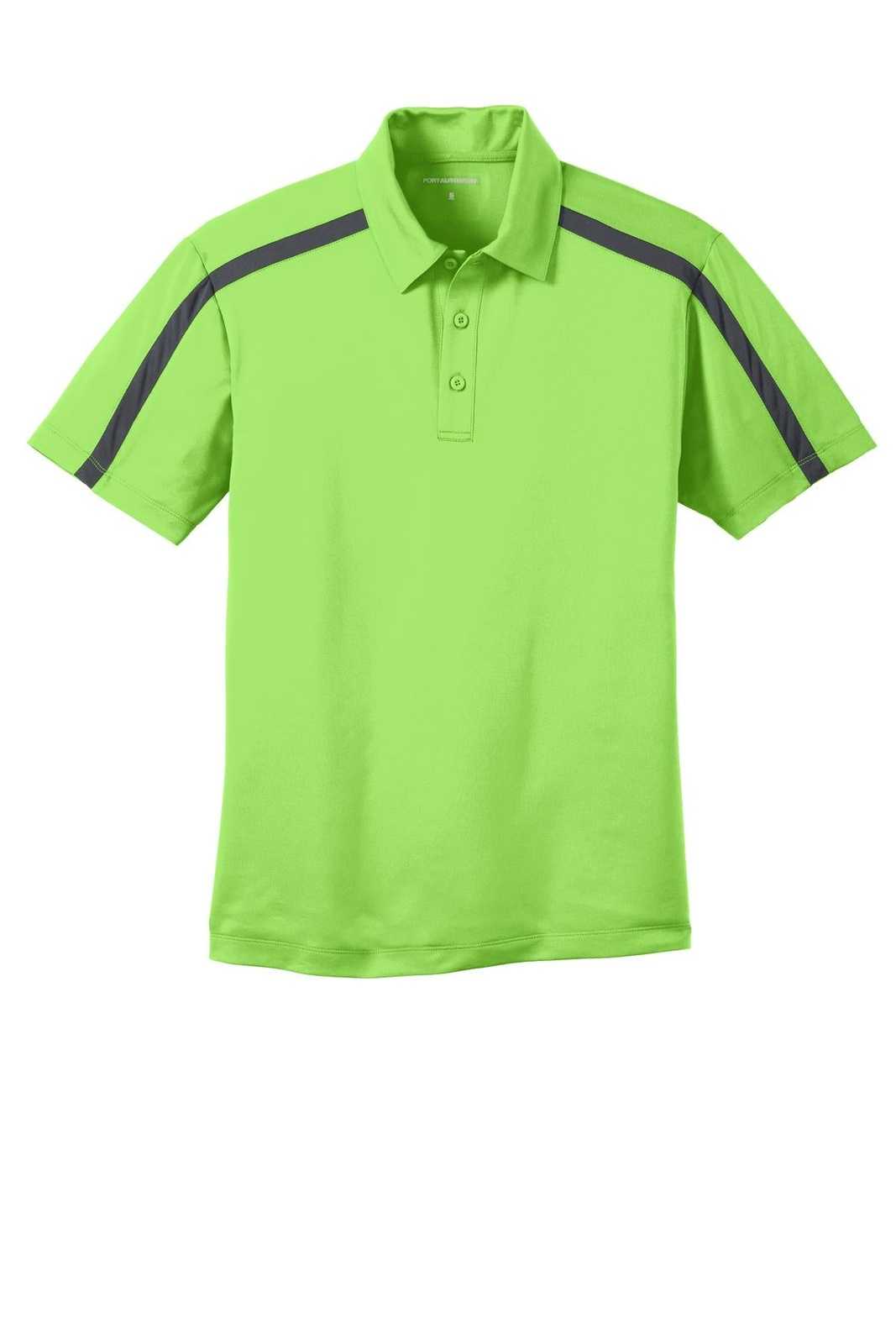 Port Authority K547 Silk Touch Performance Colorblock Stripe Polo - Lime Steel Gray - HIT a Double - 5