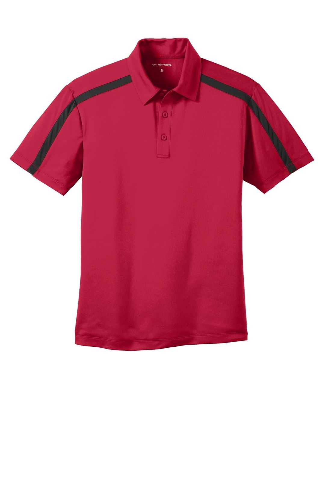Port Authority K547 Silk Touch Performance Colorblock Stripe Polo - Red Black - HIT a Double - 5