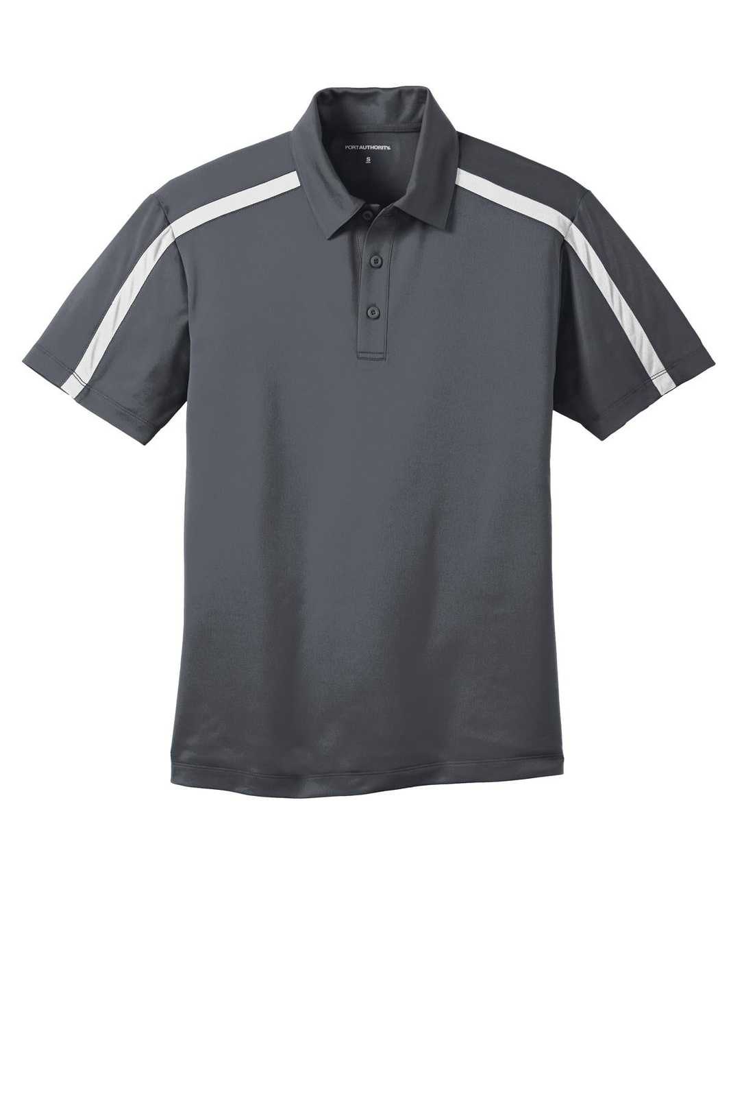 Port Authority K547 Silk Touch Performance Colorblock Stripe Polo - Steel Gray White - HIT a Double - 5
