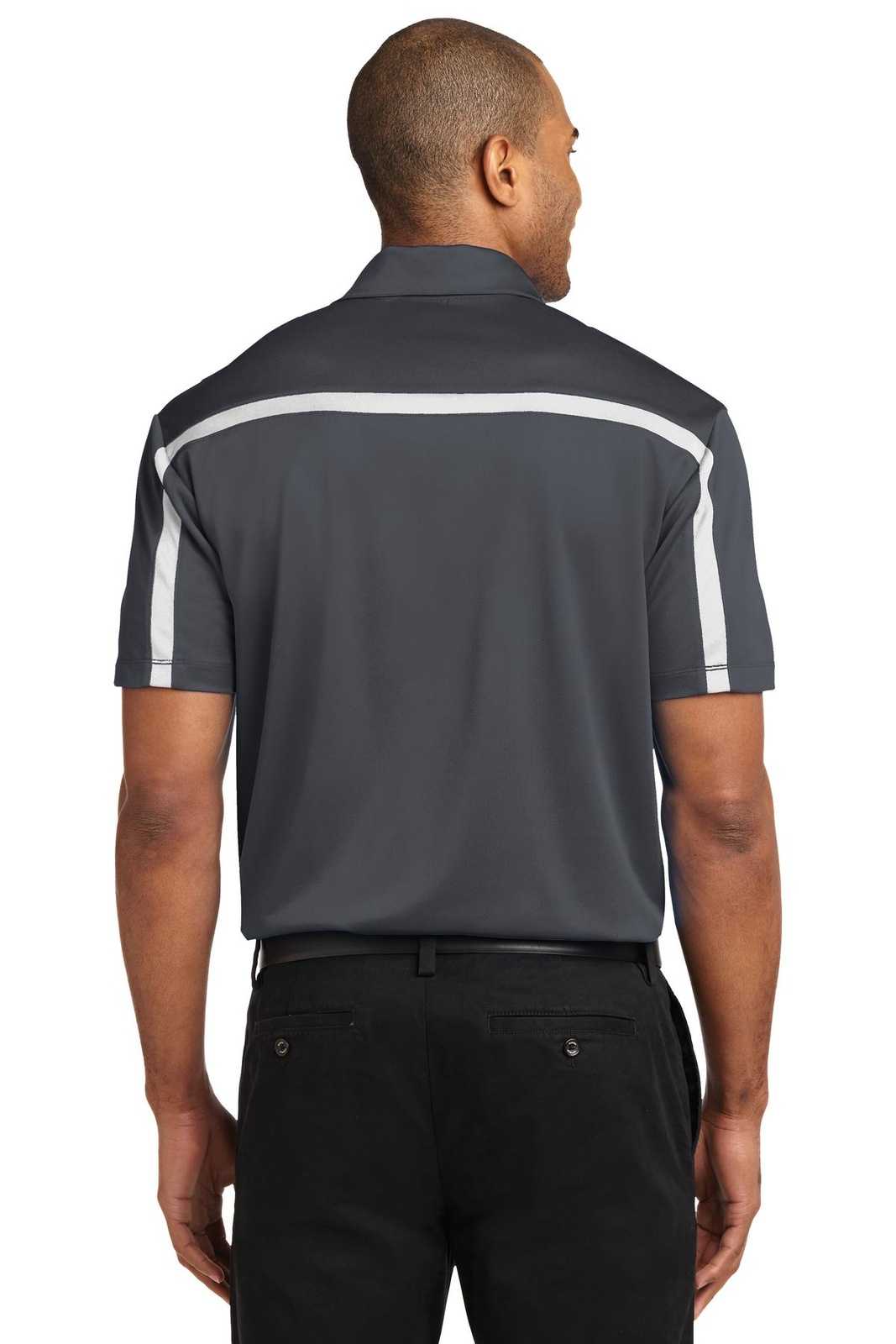 Port Authority K547 Silk Touch Performance Colorblock Stripe Polo - Steel Gray White - HIT a Double - 2