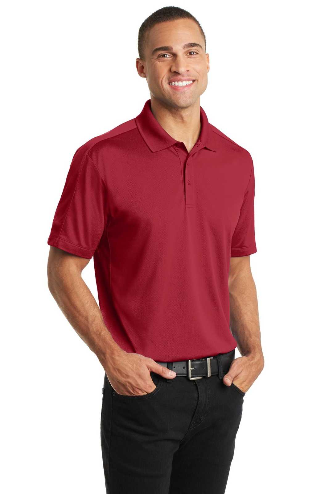 Port Authority K569 Diamond Jacquard Polo - Rich Red - HIT a Double - 4