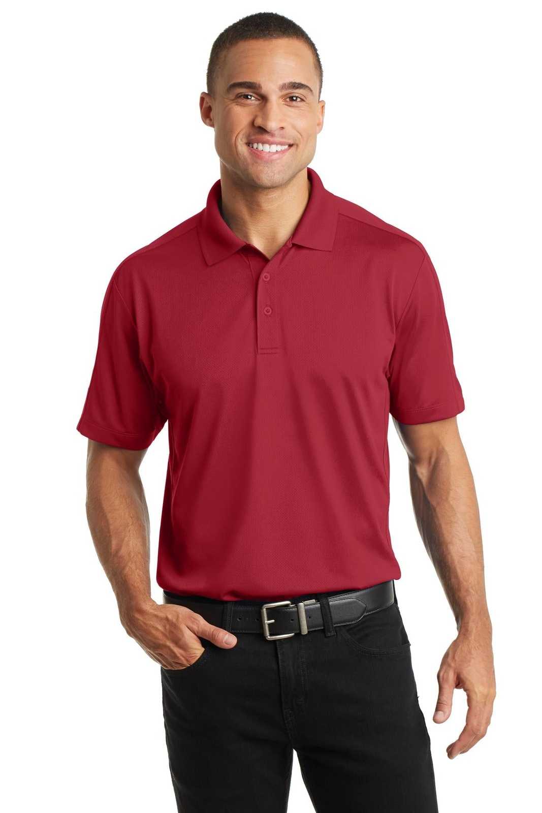 Port Authority K569 Diamond Jacquard Polo - Rich Red - HIT a Double - 1