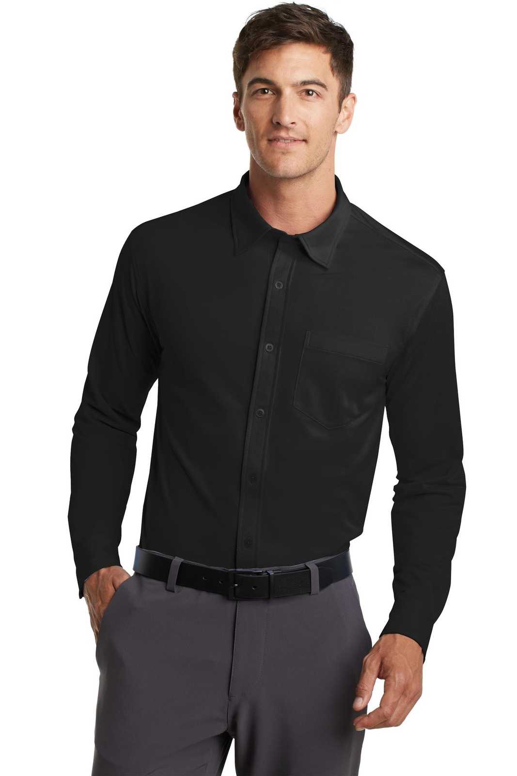 Port Authority K570 Dimension Knit Dress Shirt - Black - HIT a Double - 1