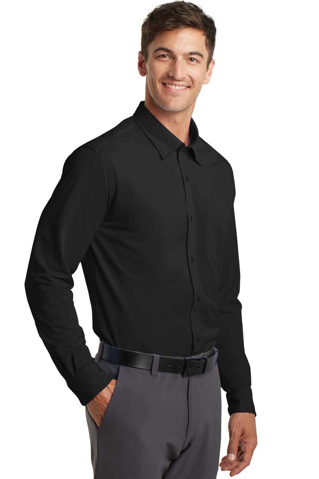 Port Authority K570 Dimension Knit Dress Shirt - Black - HIT a Double - 4