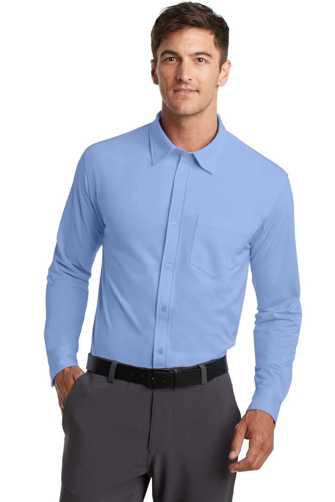 Port Authority K570 Dimension Knit Dress Shirt - Dress Shirt Blue - HIT a Double - 1