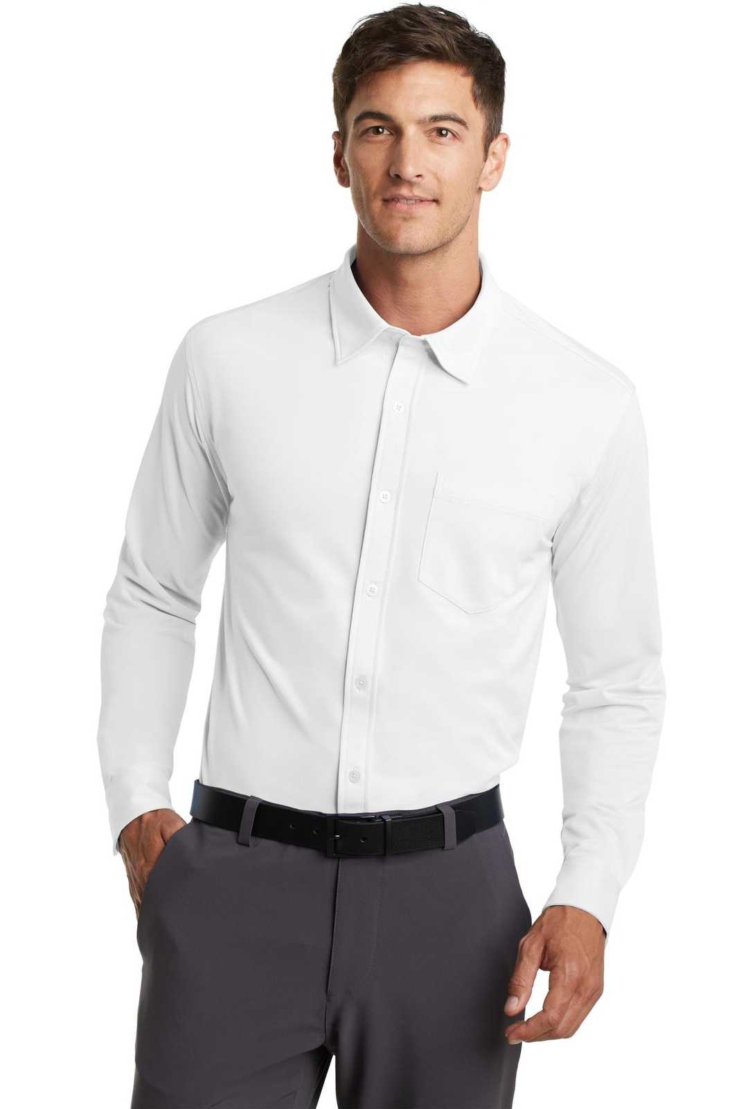 Port Authority K570 Dimension Knit Dress Shirt - White - HIT a Double - 1