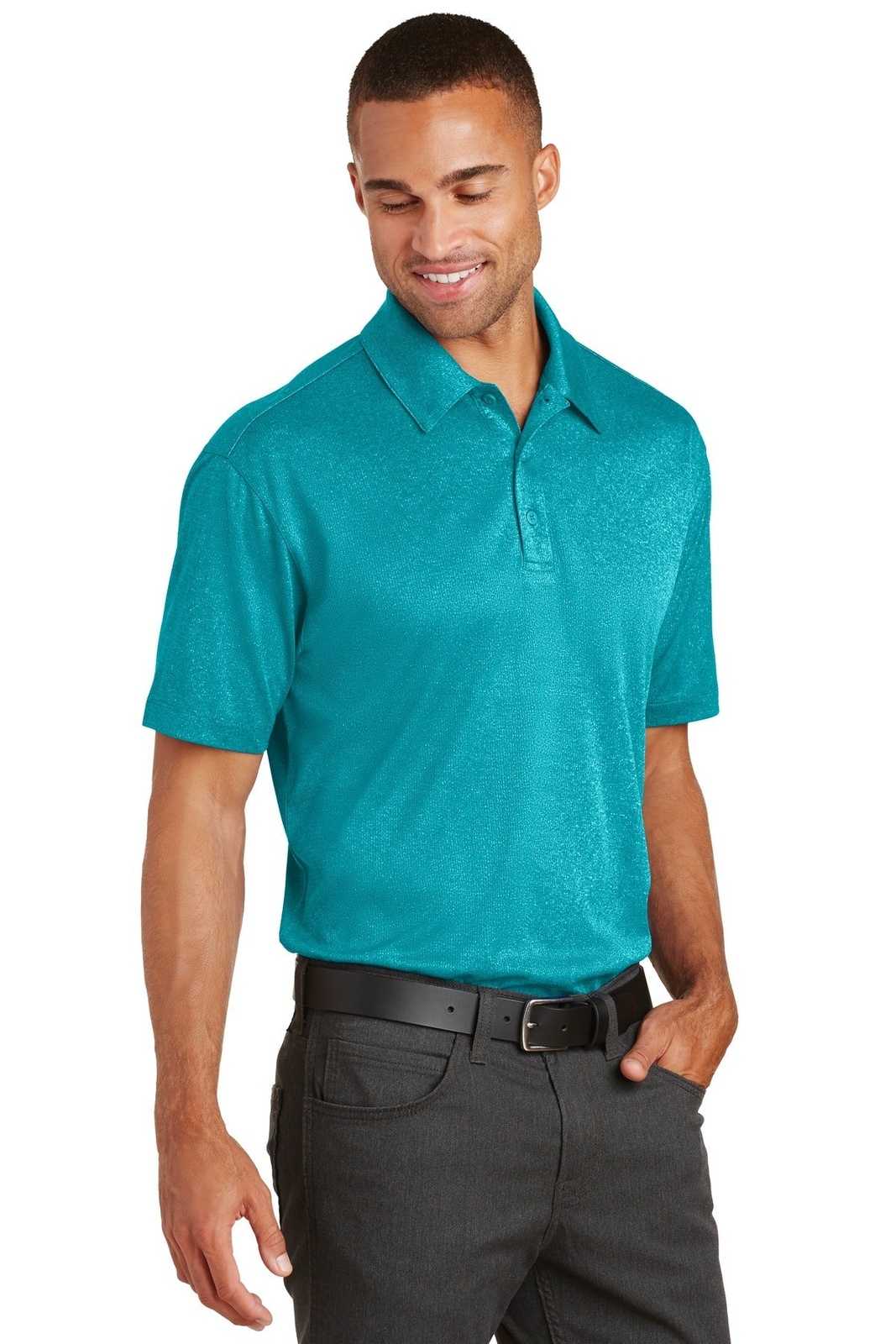 Port Authority K576 Trace Heather Polo - Tropic Blue Heather - HIT a Double - 4