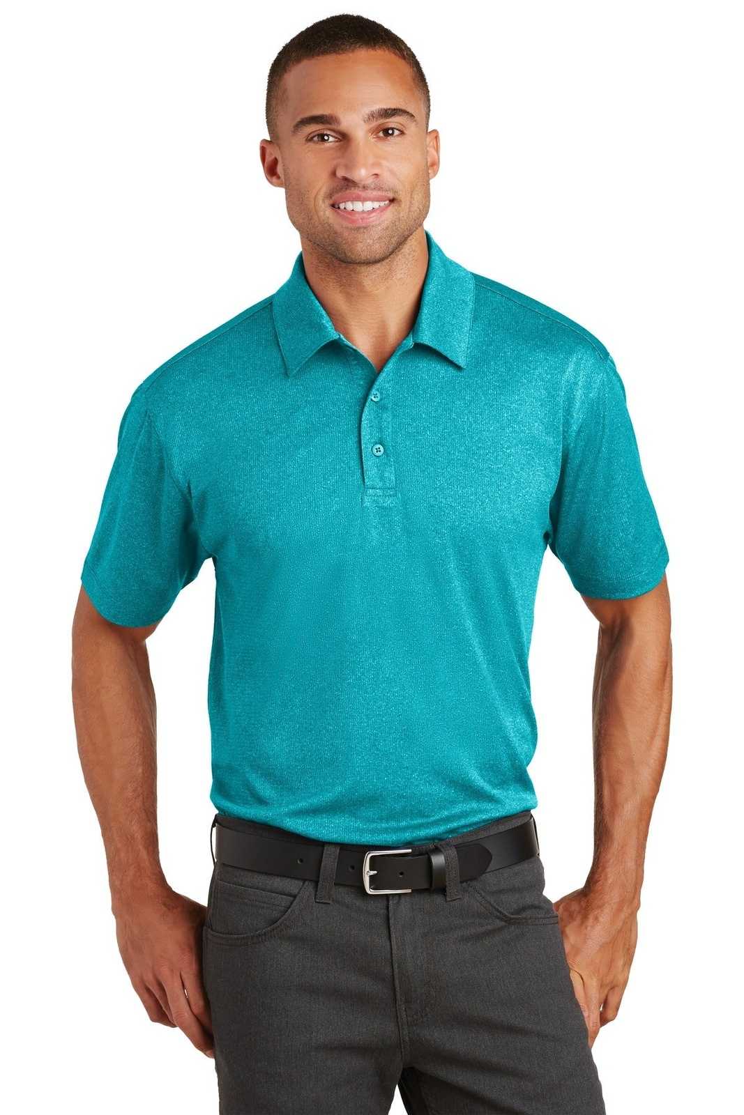Port Authority K576 Trace Heather Polo - Tropic Blue Heather - HIT a Double - 1