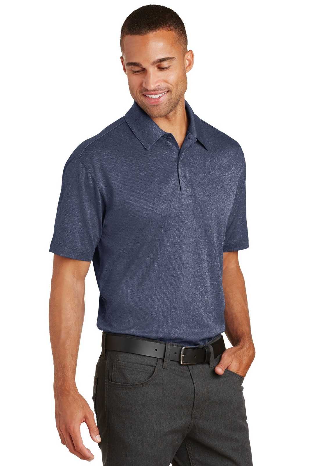 Port Authority K576 Trace Heather Polo - True Navy Heather - HIT a Double - 4