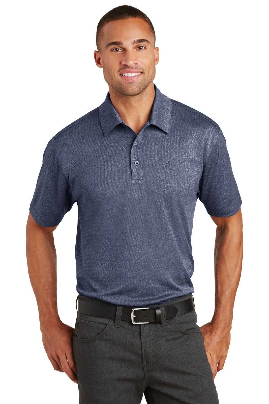 Port Authority K576 Trace Heather Polo - True Navy Heather - HIT a Double - 1
