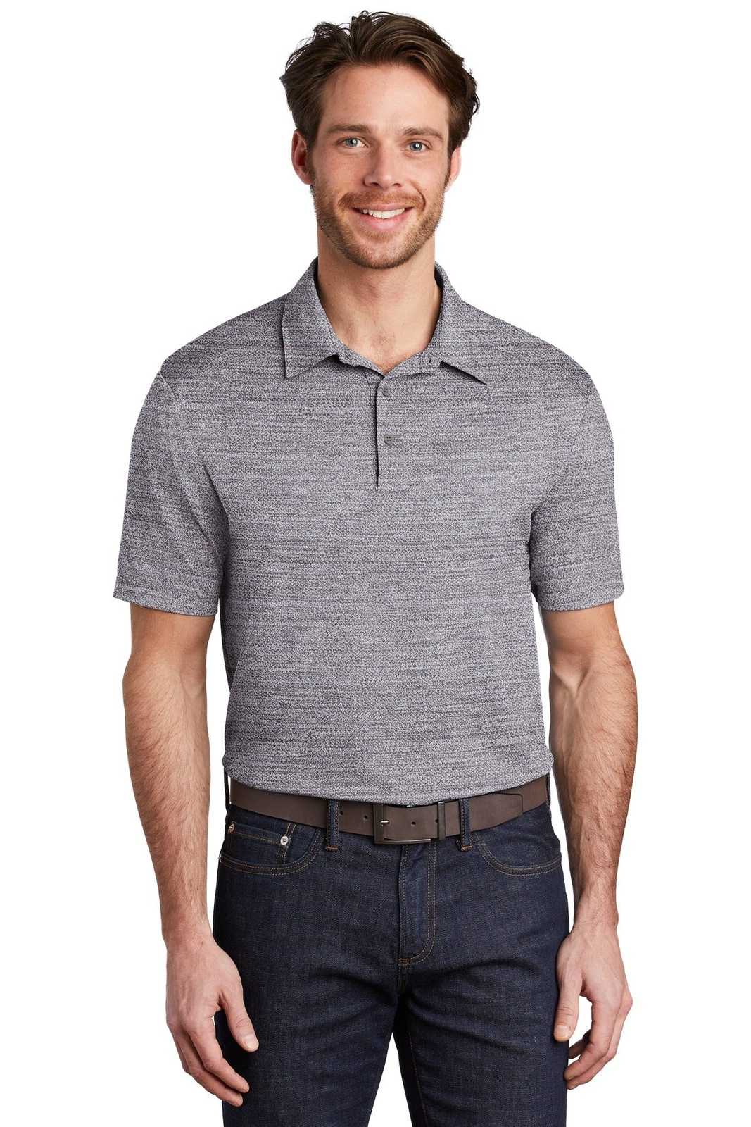 Port Authority K583 Stretch Heather Polo - Graphite White - HIT a Double - 1