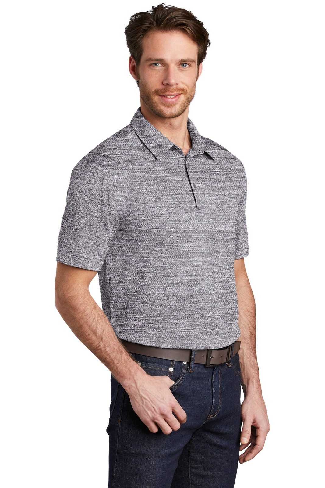 Port Authority K583 Stretch Heather Polo - Graphite White - HIT a Double - 4
