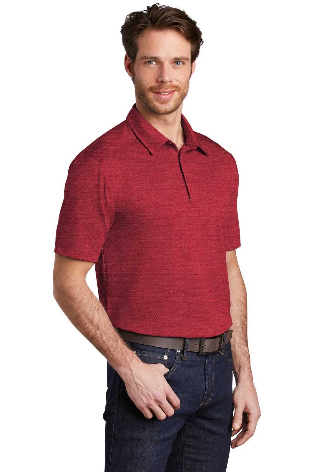 Port Authority K583 Stretch Heather Polo - Red Black - HIT a Double - 4