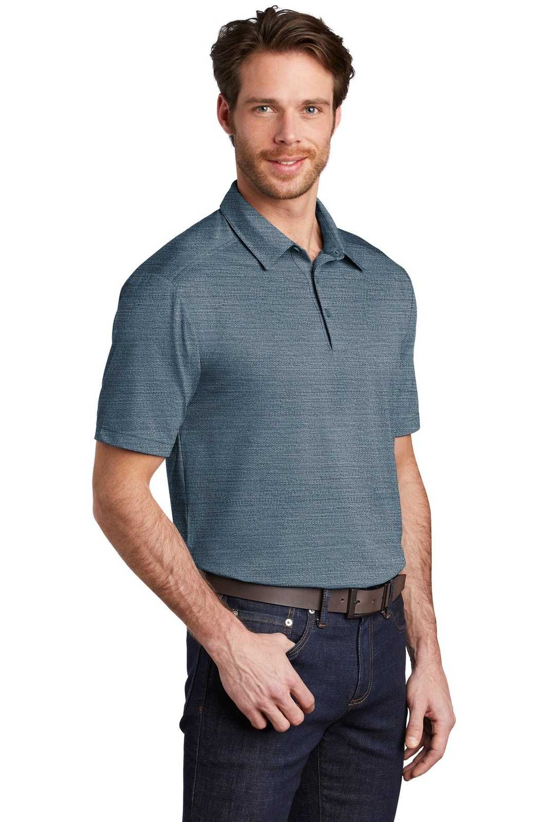 Port Authority K583 Stretch Heather Polo - Regatta Blue Gusty Gray - HIT a Double - 4