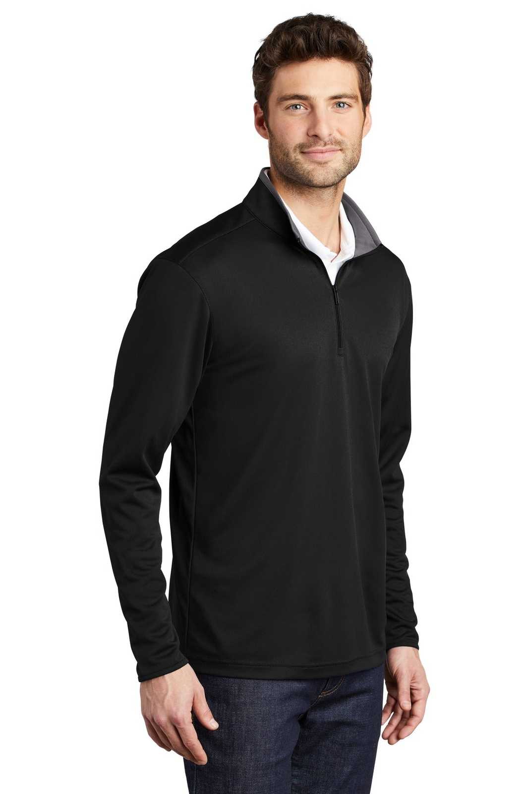 Port Authority K584 Silk Touch Performance 1/4-Zip K584Black Steel Gray - HIT a Double - 4
