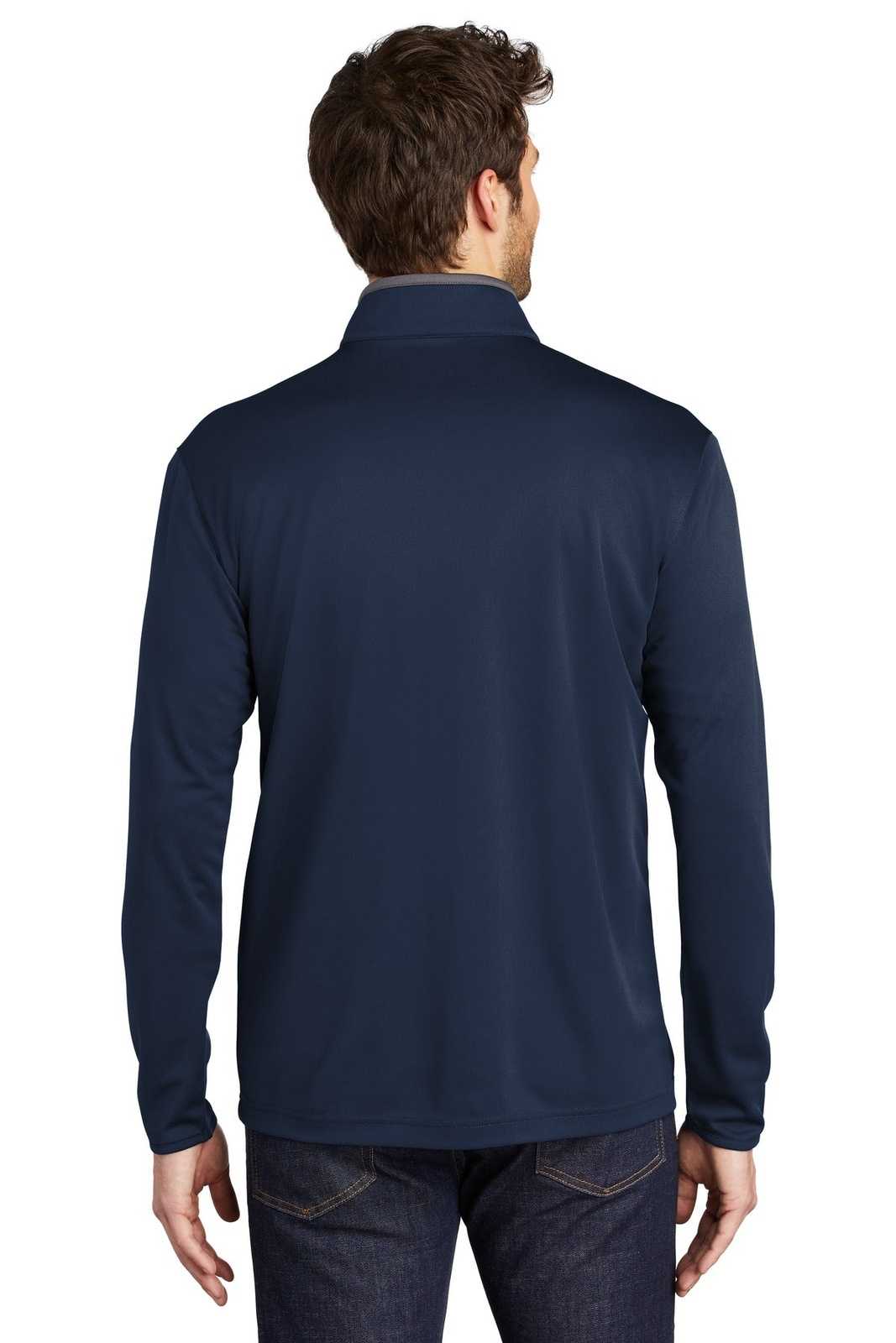 Port Authority K584 Silk Touch Performance 1/4-Zip K584Navy Steel Gray - HIT a Double - 2
