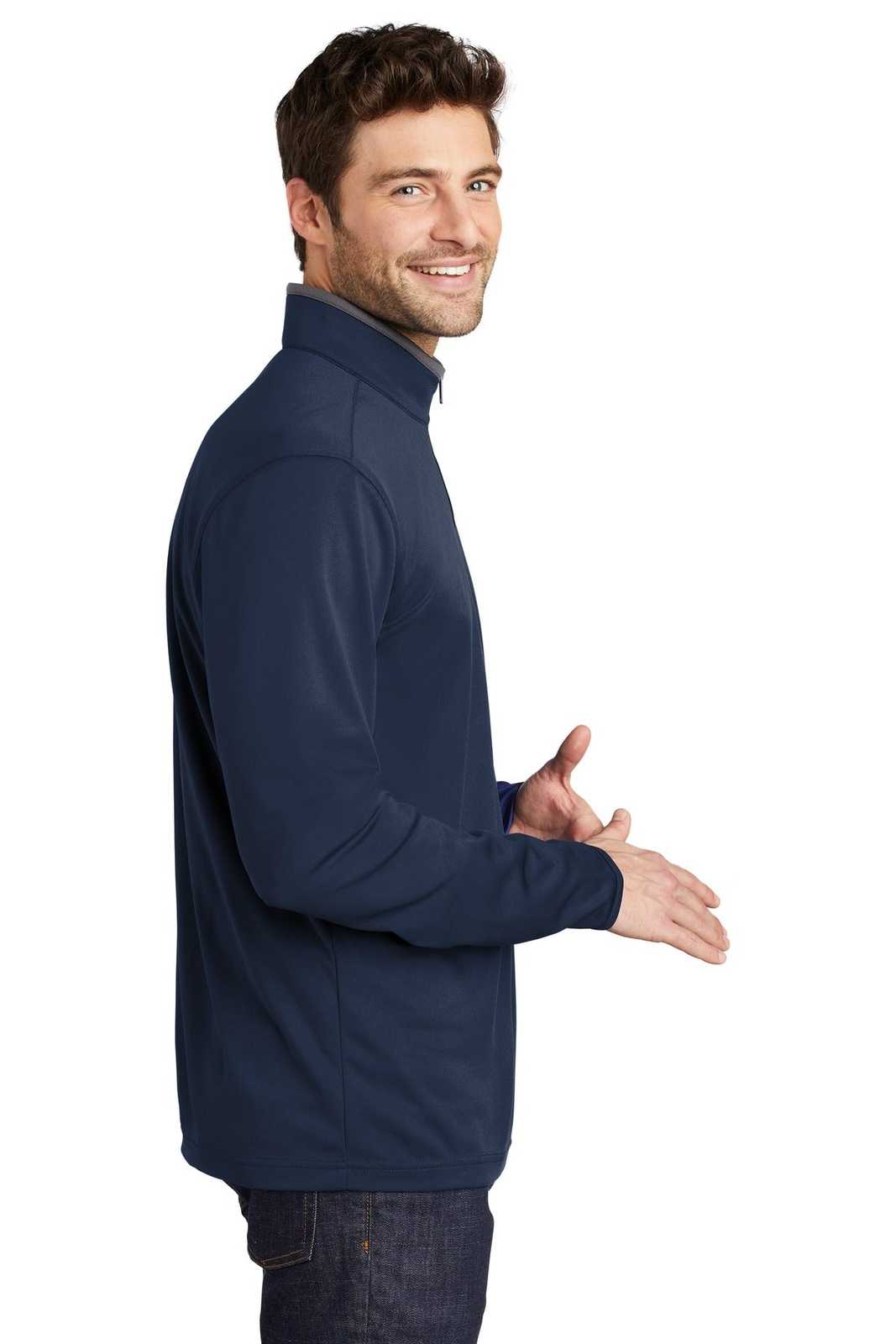 Port Authority K584 Silk Touch Performance 1/4-Zip K584Navy Steel Gray - HIT a Double - 3