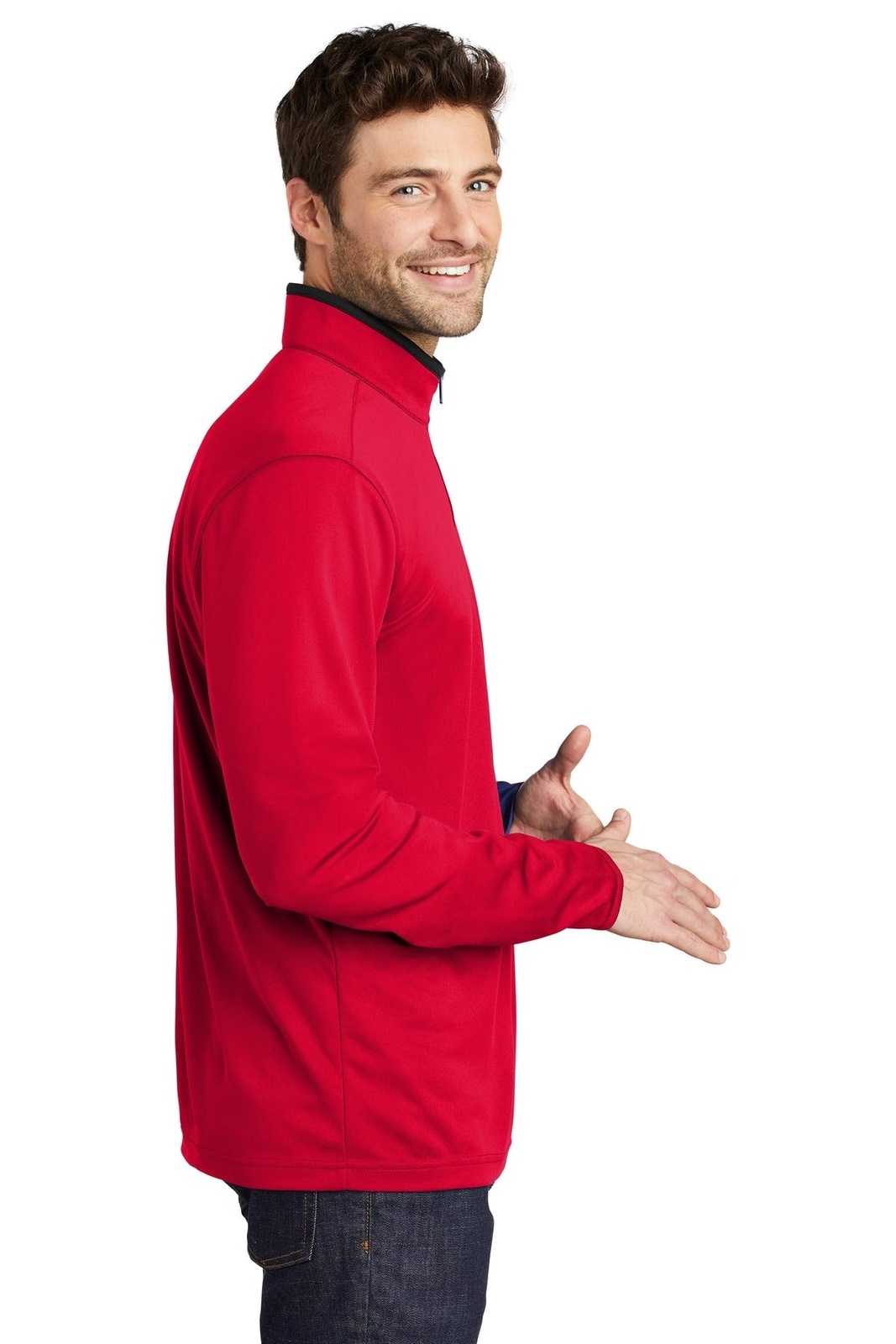 Port Authority K584 Silk Touch Performance 1/4-Zip K584Red Black - HIT a Double - 3
