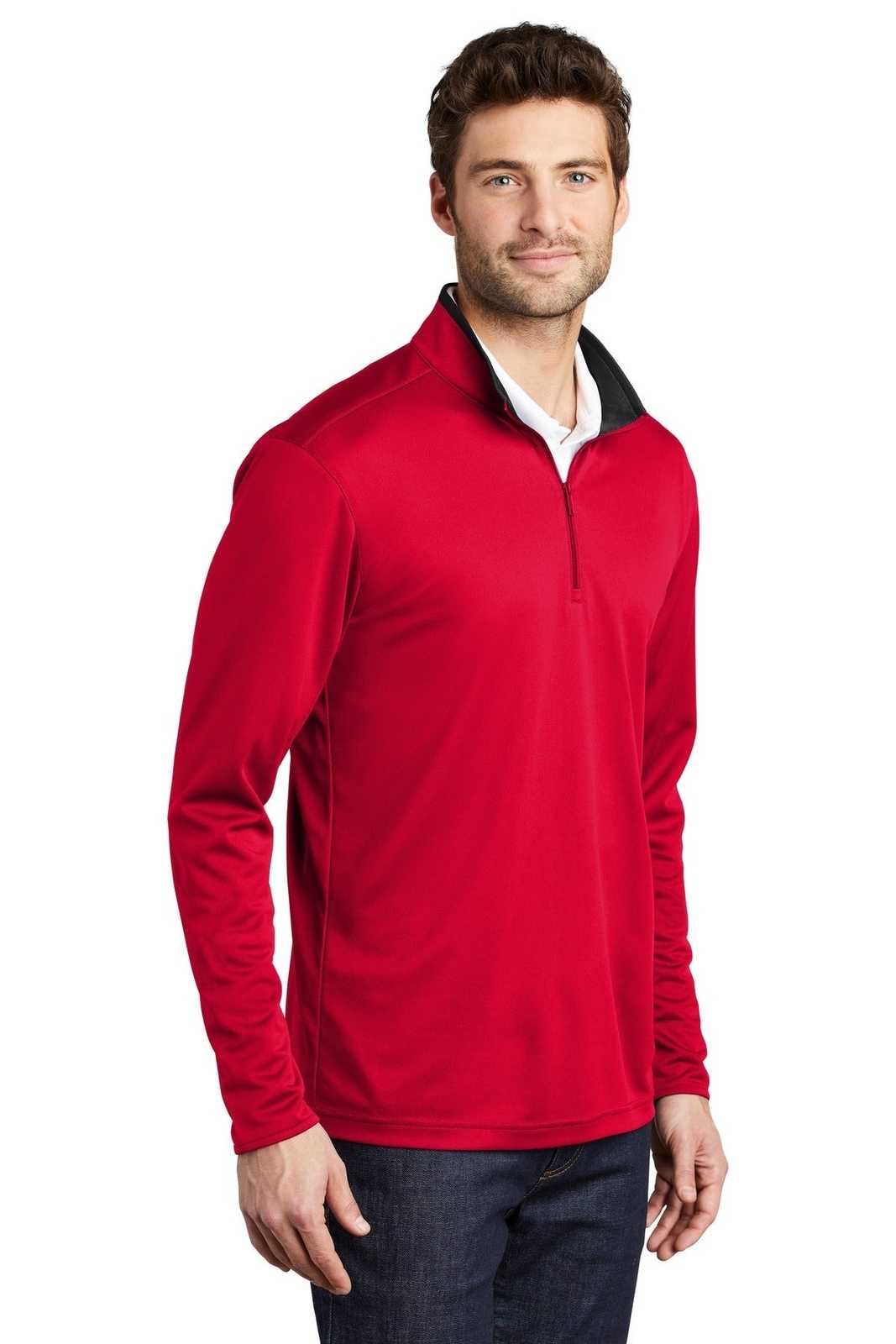 Port Authority K584 Silk Touch Performance 1/4-Zip K584Red Black - HIT a Double - 4