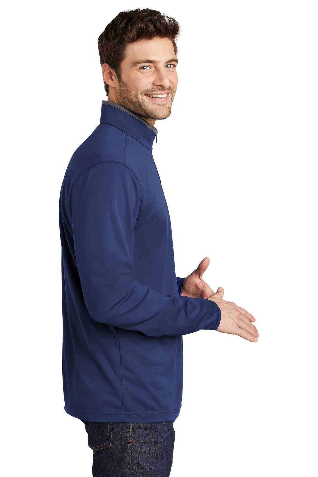 Port Authority K584 Silk Touch Performance 1/4-Zip K584Royal Steel Gray - HIT a Double - 3