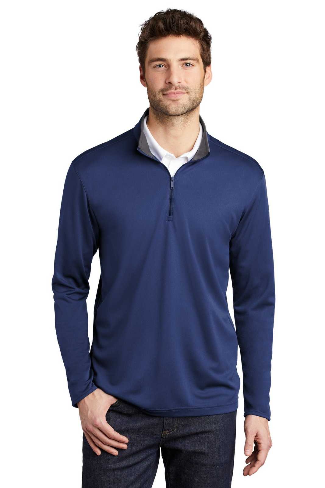 Port Authority K584 Silk Touch Performance 1/4-Zip K584Royal Steel Gray - HIT a Double - 1
