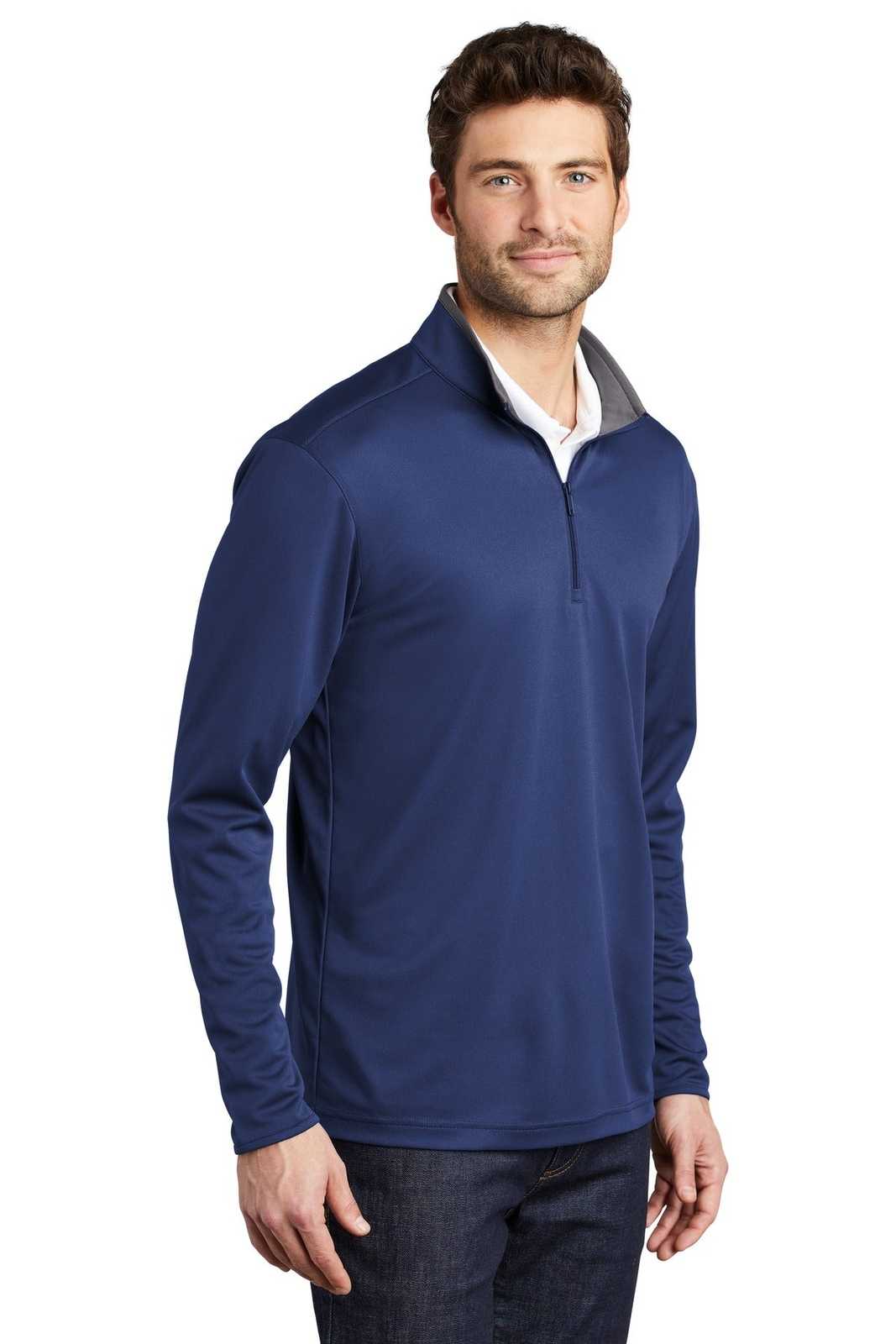 Port Authority K584 Silk Touch Performance 1/4-Zip K584Royal Steel Gray - HIT a Double - 4