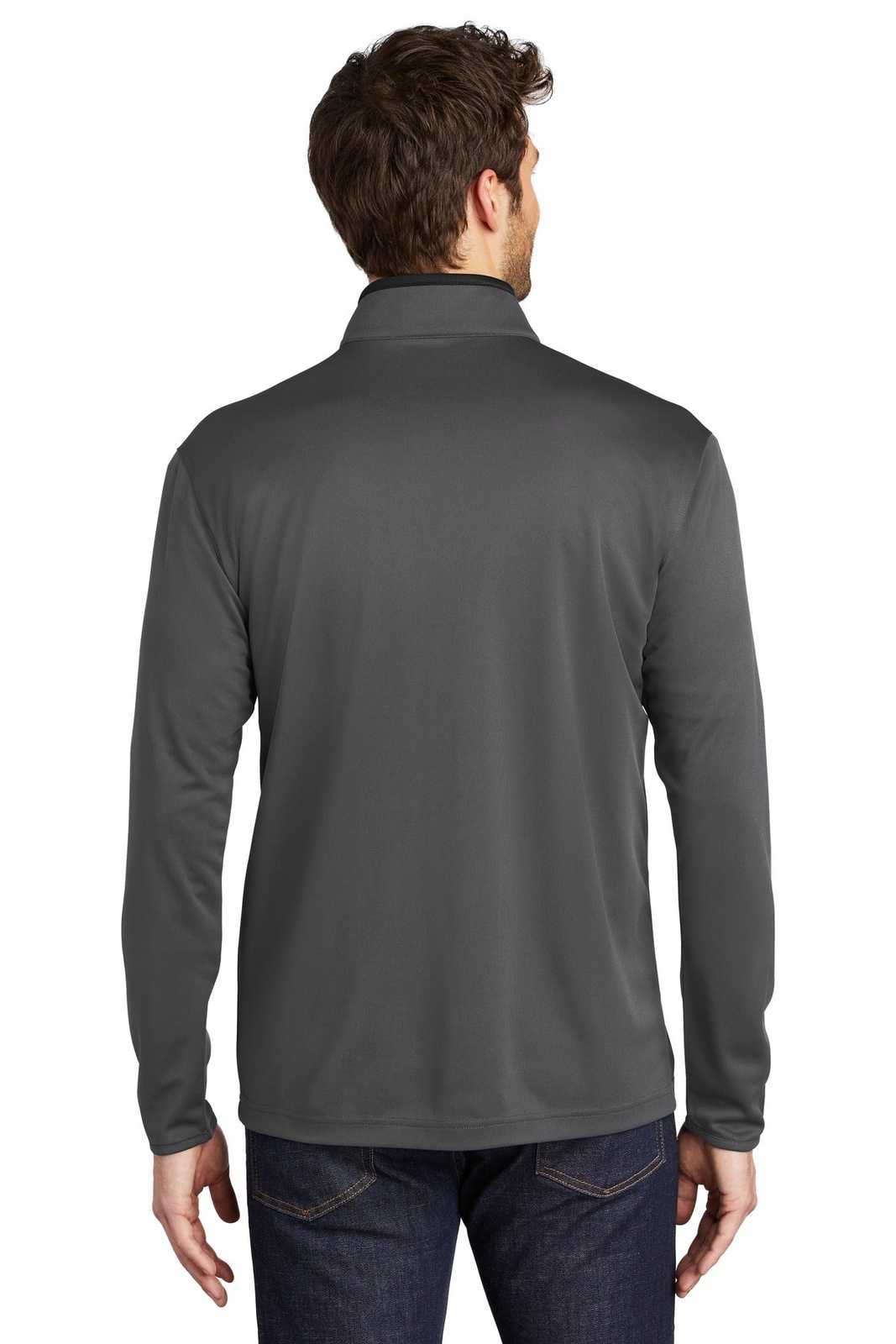 Port Authority K584 Silk Touch Performance 1/4-Zip K584Steel Gray Black - HIT a Double - 2