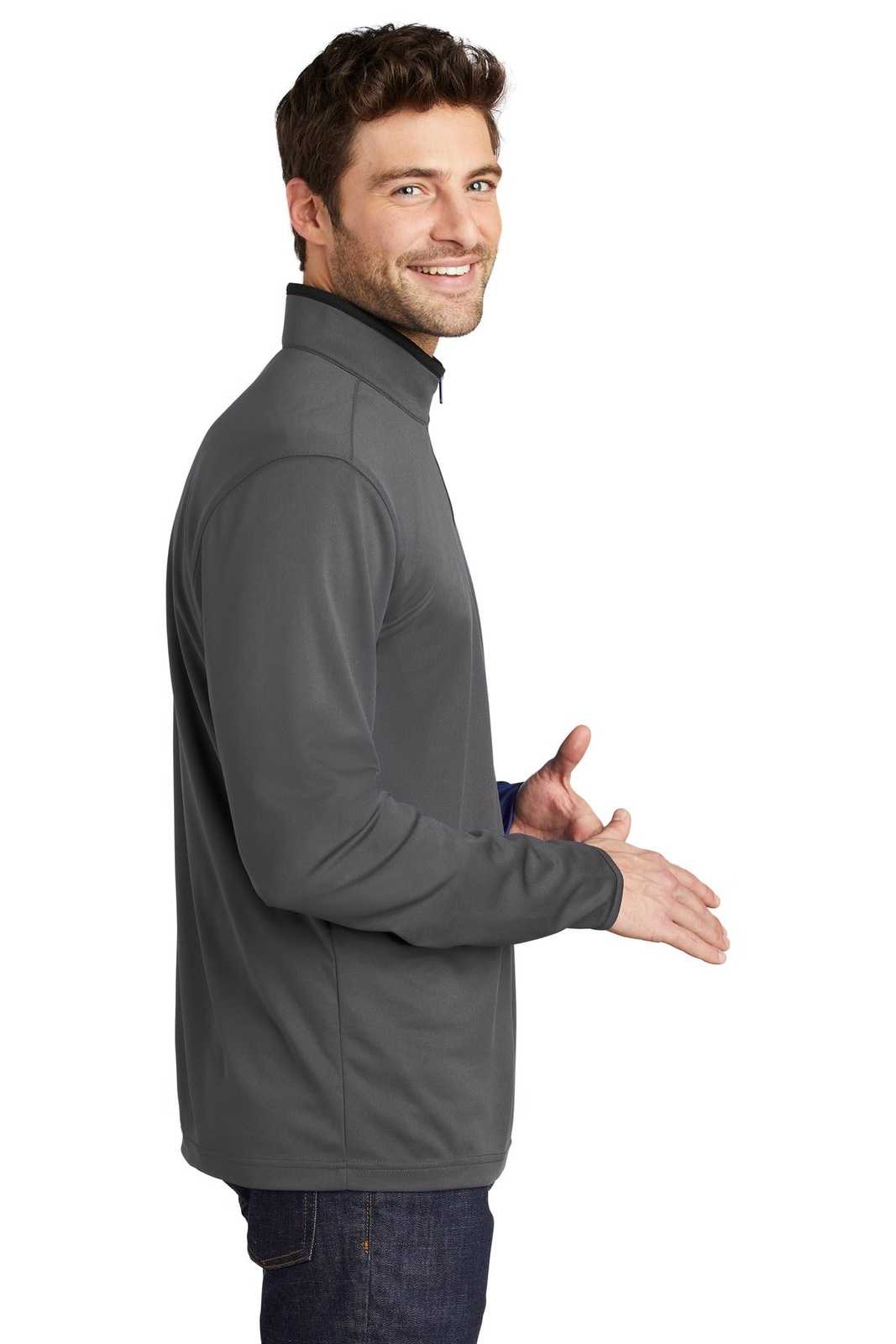 Port Authority K584 Silk Touch Performance 1/4-Zip K584Steel Gray Black - HIT a Double - 3