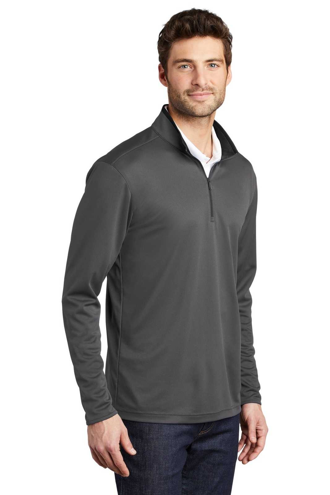 Port Authority K584 Silk Touch Performance 1/4-Zip K584Steel Gray Black - HIT a Double - 4
