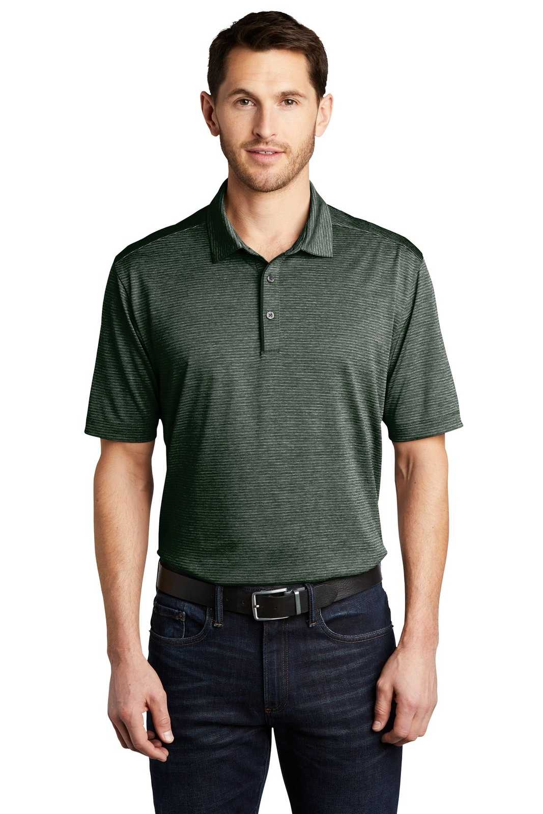 Port Authority K585 Shadow Stripe Polo - Deep Forest Green - HIT a Double - 1