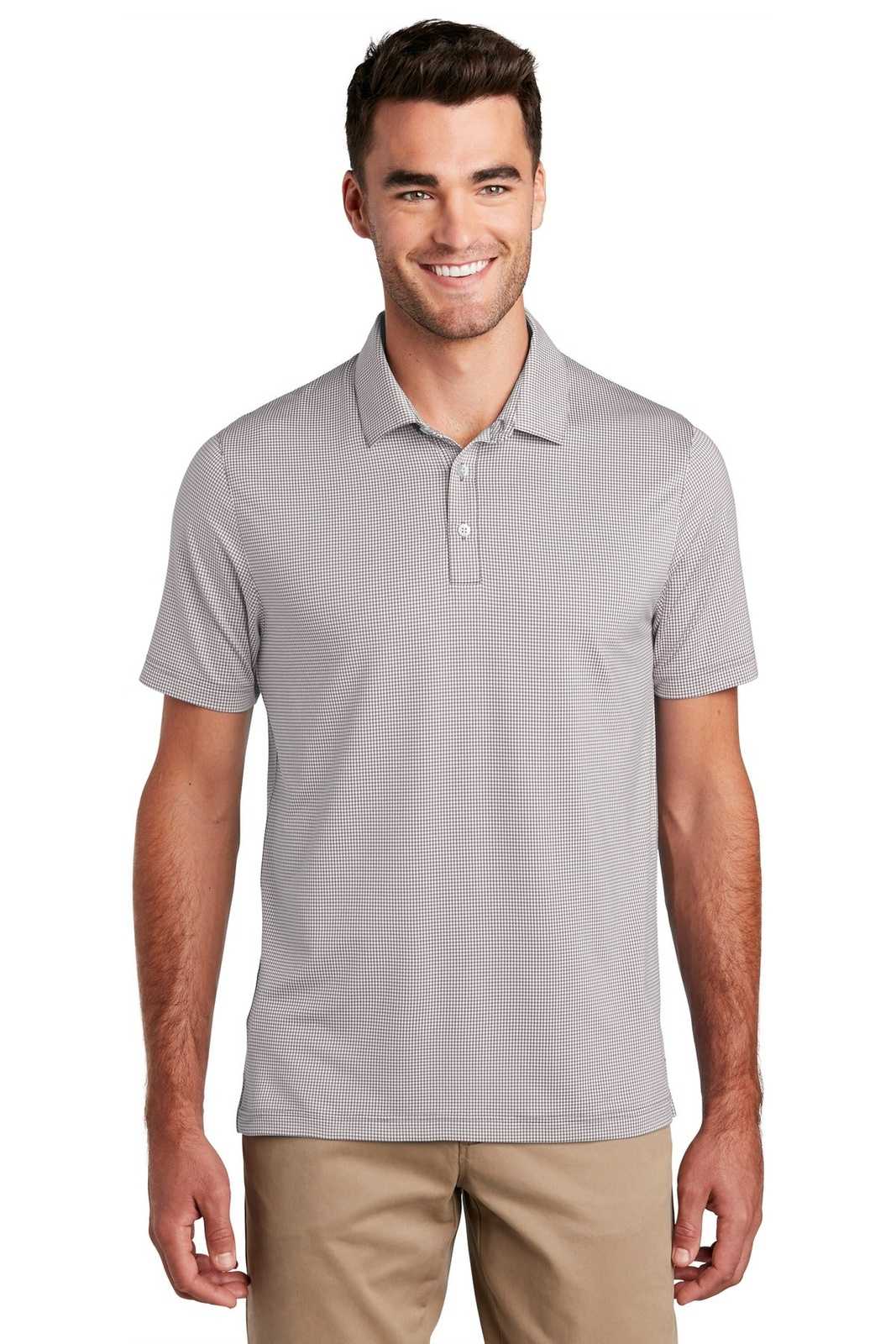 Port Authority K646 Gingham Polo - Gusty Gray White - HIT a Double - 1