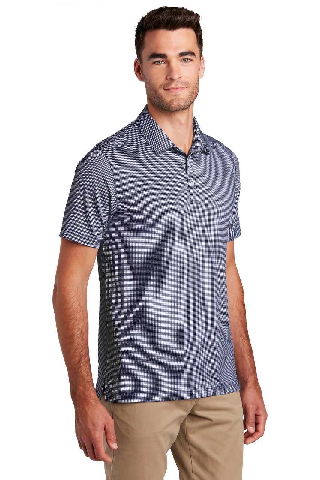 Port Authority K646 Gingham Polo - True Navy White - HIT a Double - 4