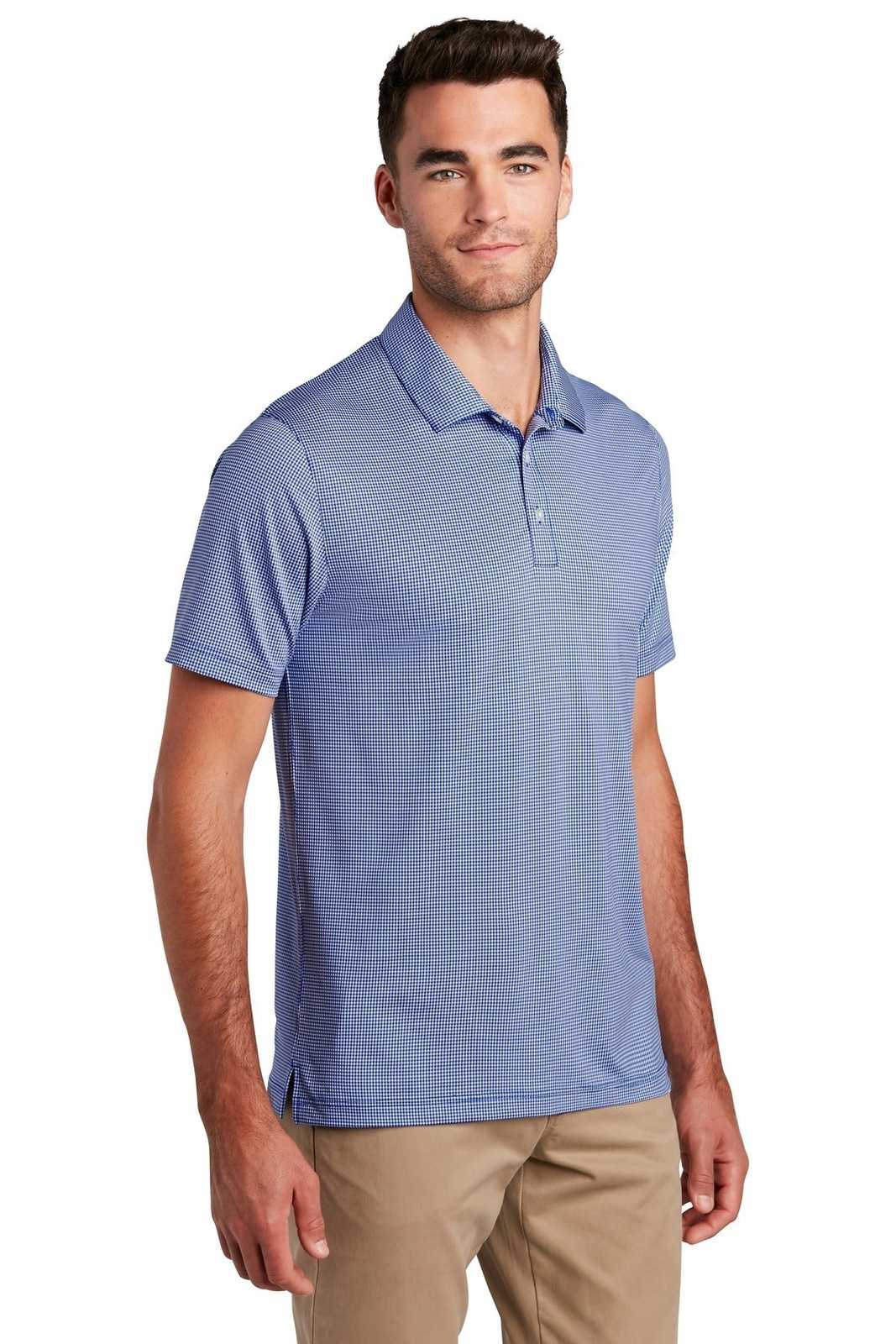 Port Authority K646 Gingham Polo - True Royal White - HIT a Double - 4