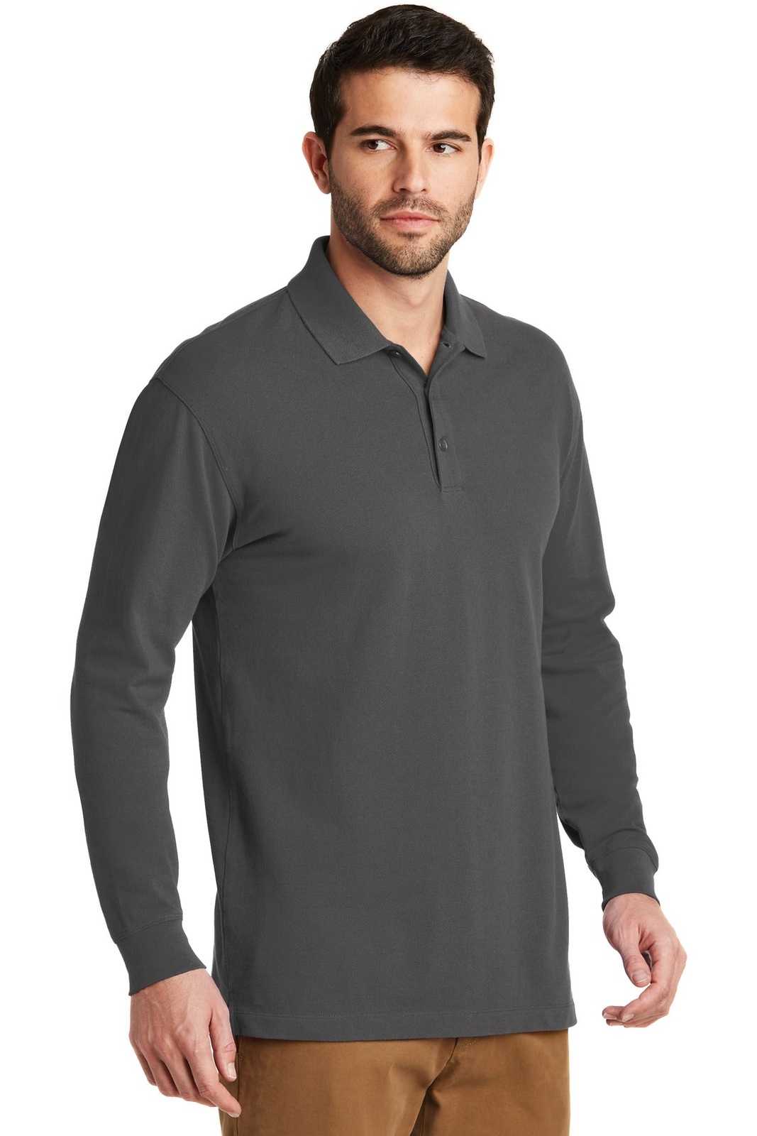 Port Authority K8000LS EZCotton Long Sleeve Polo - Sterling Gray - HIT a Double - 4