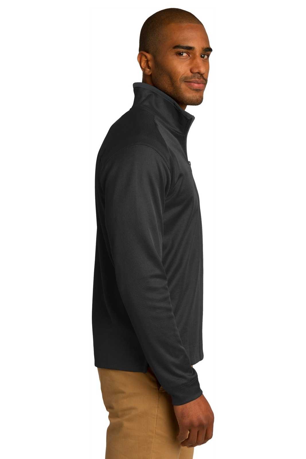 Port Authority K805 Vertical Texture 1/4-Zip Pullover - Black Iron Gray - HIT a Double - 3