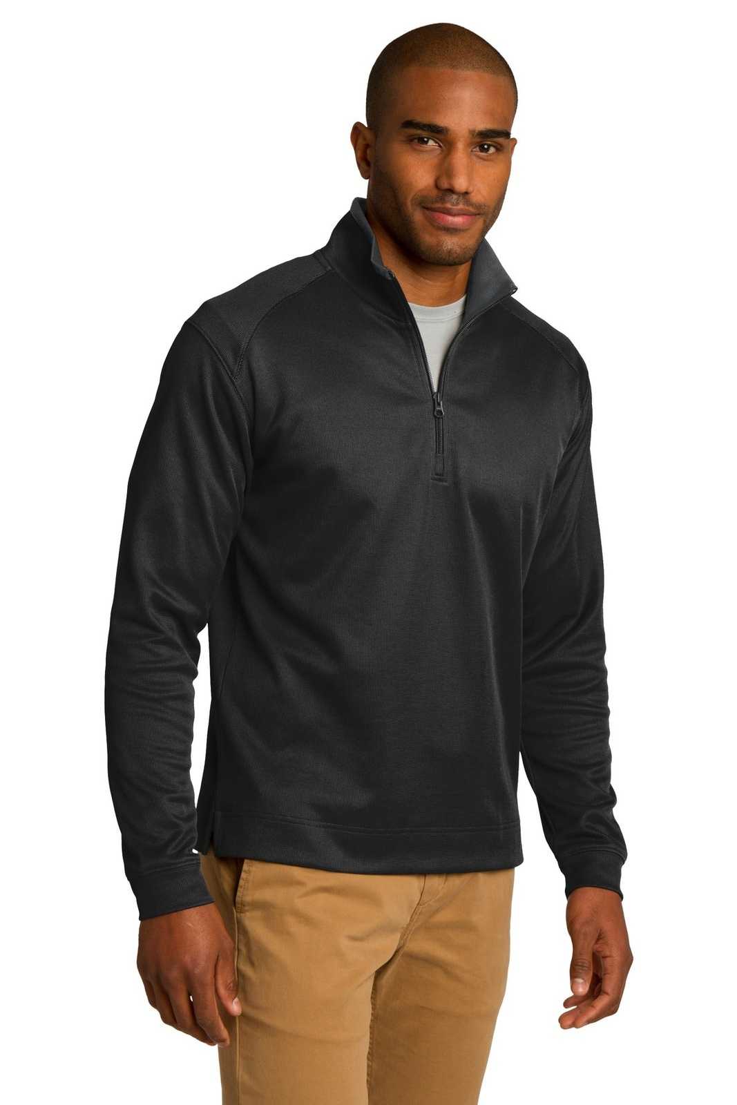 Port Authority K805 Vertical Texture 1/4-Zip Pullover - Black Iron Gray - HIT a Double - 4