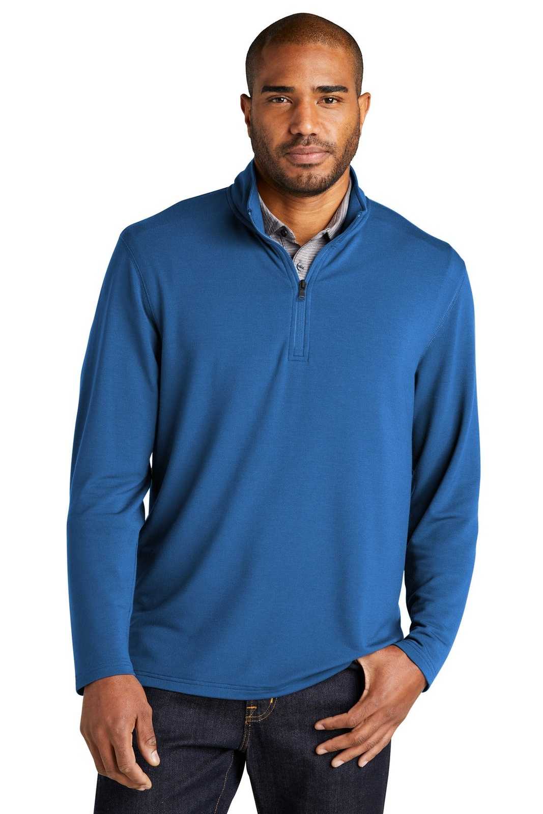 Port Authority K825 Microterry 14-Zip Pullover - Aegean Blue - HIT a Double - 1