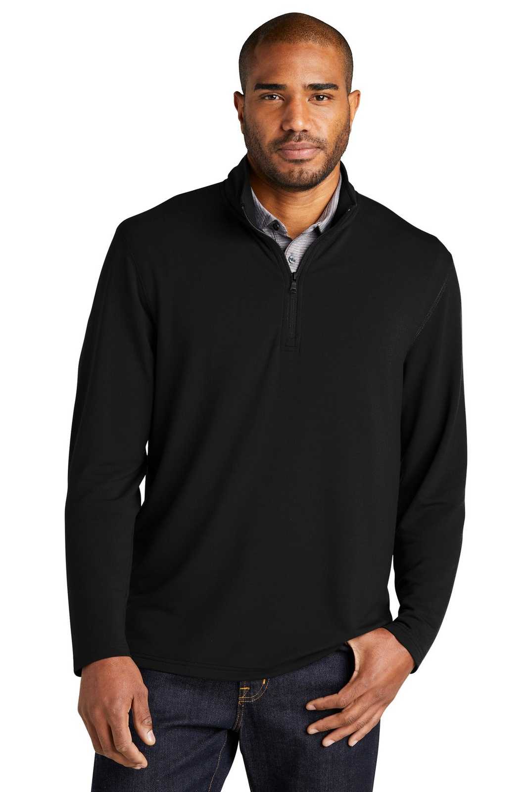 Port Authority K825 Microterry 14-Zip Pullover - Deep Black - HIT a Double - 1