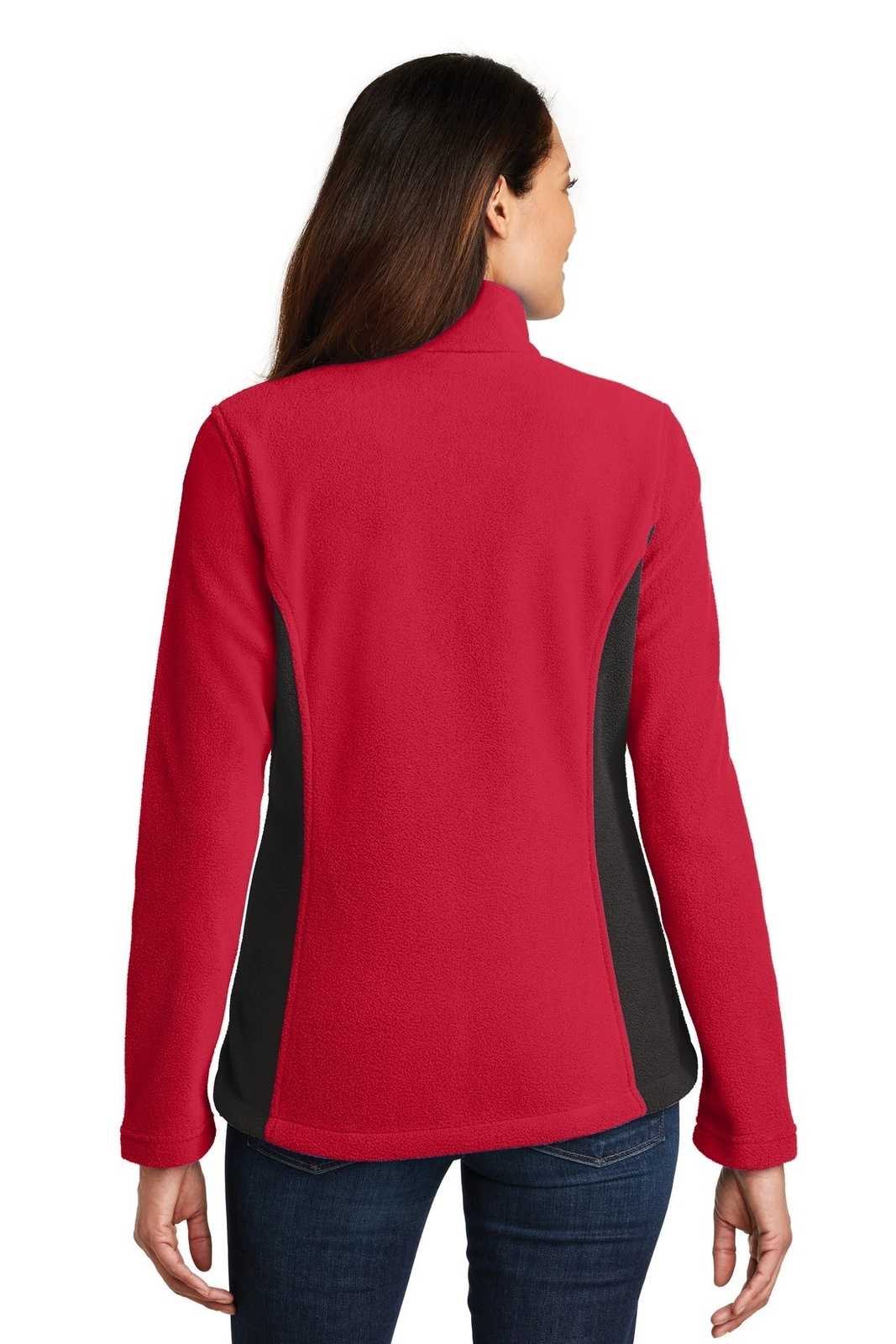 Port Authority L216 Ladies Colorblock Value Fleece Jacket - Rich Red Black - HIT a Double - 2
