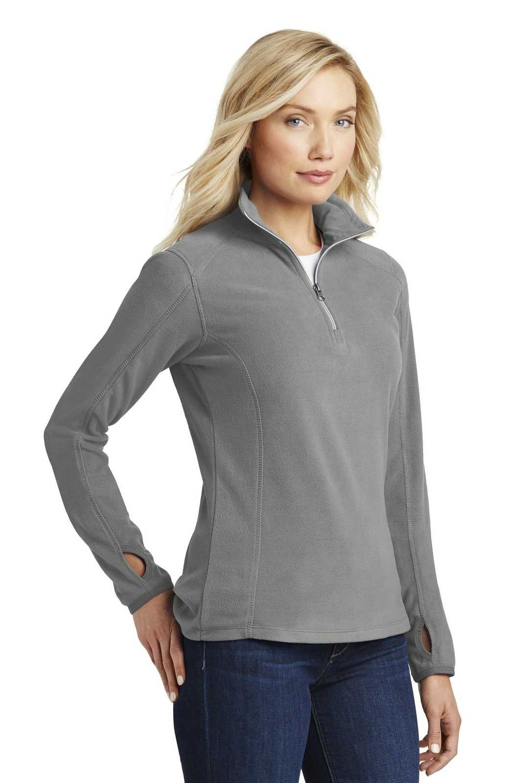 Port Authority L224 Ladies Microfleece 1/2-Zip Pullover - Pearl Gray - HIT a Double - 4